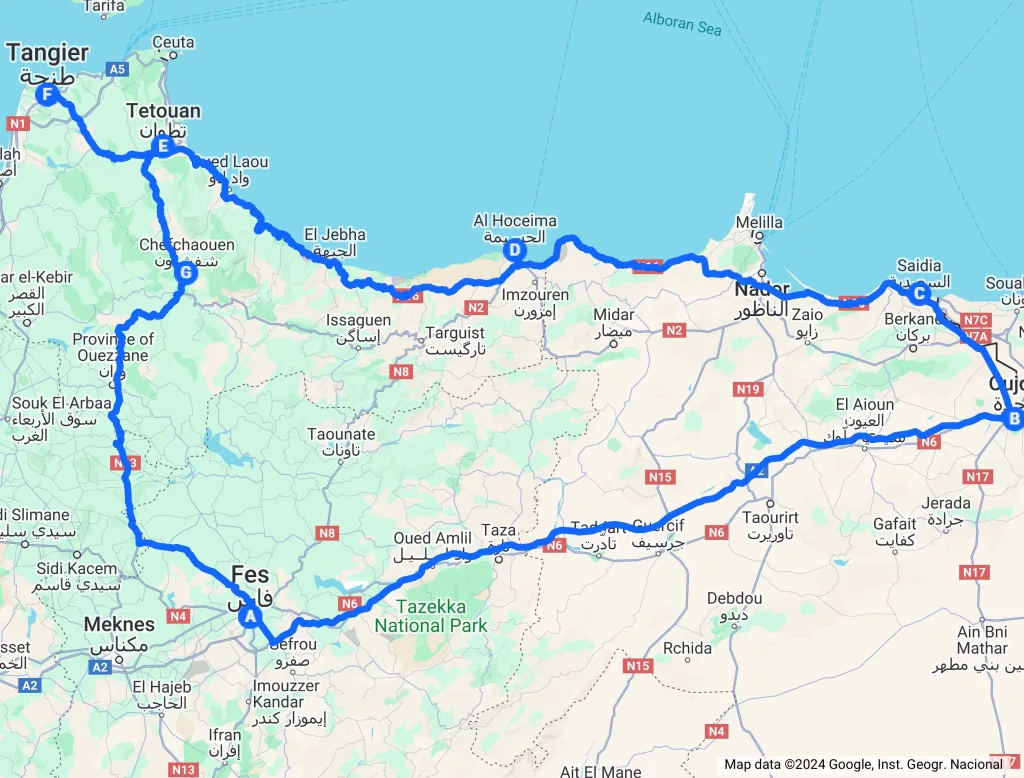 12 Day Morocco Grand Itinerary map